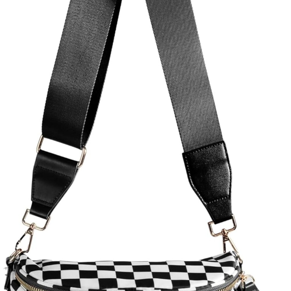 Spacious Checkered Nylon Crossbody Bag Bum Bag Checkered Handbags Wallets for Wo
